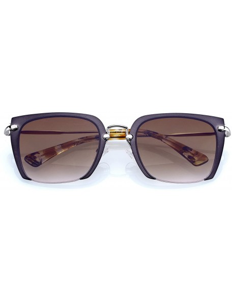 Rimless Linno Semi-Rimless Rimmed Sunglasses Women Fashion Design Glasses with Protection Case - Gradient Brown - CA18KN38AGA...