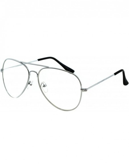 Aviator Classic Retro Aviator Metal Frame Clear Lens Glasses Fashion Eyewear (Silver- 2.3) (Silver- 2.3) - C3183C0GEOE $10.21