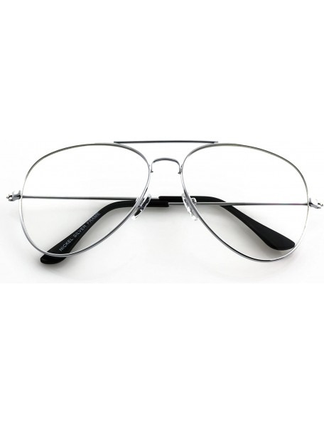 Aviator Classic Retro Aviator Metal Frame Clear Lens Glasses Fashion Eyewear (Silver- 2.3) (Silver- 2.3) - C3183C0GEOE $10.21