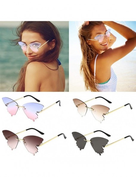 Oversized Butterfly Shaped Sunglasses for Women & Men Fashion Retro Butterfly Gradient Metal Frame Sunglasses UV400 - F - CS1...