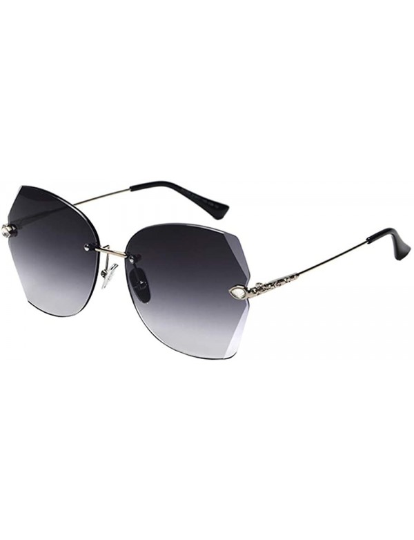 Rimless Sunglasses For Women Oversized Rimless Diamond Cutting Colorful Lens Fashion - Grey Lens - CJ18TIGZN58 $22.72