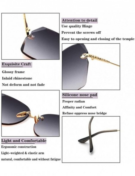 Rimless Sunglasses For Women Oversized Rimless Diamond Cutting Colorful Lens Fashion - Grey Lens - CJ18TIGZN58 $22.72