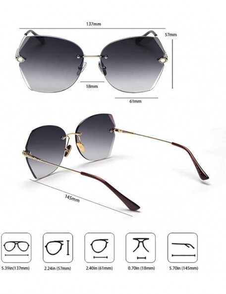 Rimless Sunglasses For Women Oversized Rimless Diamond Cutting Colorful Lens Fashion - Grey Lens - CJ18TIGZN58 $22.72