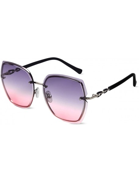 Oversized Rimless Sunglasses Oversized Women Transparent Gradient Glasses Diamond Cutting Rhinestone Decorated Frame UV400 - ...