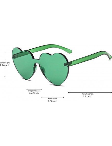 Rimless Heart Shape Rimless One Piece Clear Lens Color Candy Sunglasses - Green - CE18EGAY873 $11.45