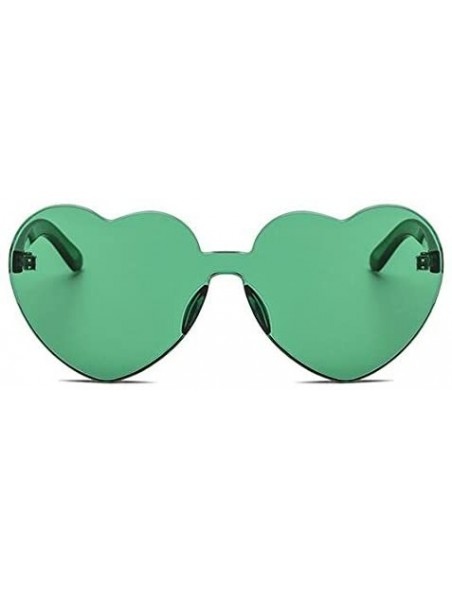 Rimless Heart Shape Rimless One Piece Clear Lens Color Candy Sunglasses - Green - CE18EGAY873 $11.45