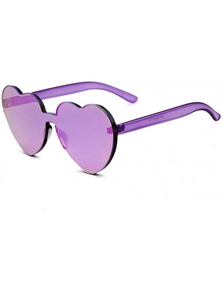 Rimless Heart Shaped Rimless Sunglasses Clout Goggles Candy Clear Lens Sun Glasses for Women Girls - Purple - CN18G404Q8W $12.87