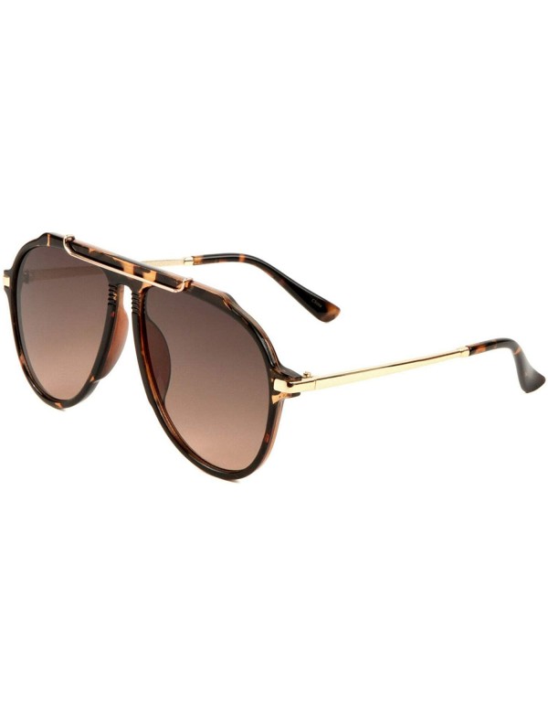 Sport Luxury Classic Retro Turbo Sport Pilot Aviator Sunglasses - Gold Metallic & Brown Tortoise Frame - CD18WHARER6 $15.29