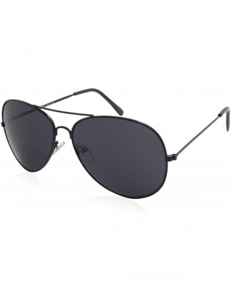 Aviator Sunglasses - Classics - Aviator / Frame Black Lens Grey - CC114G7SDH7 $14.55