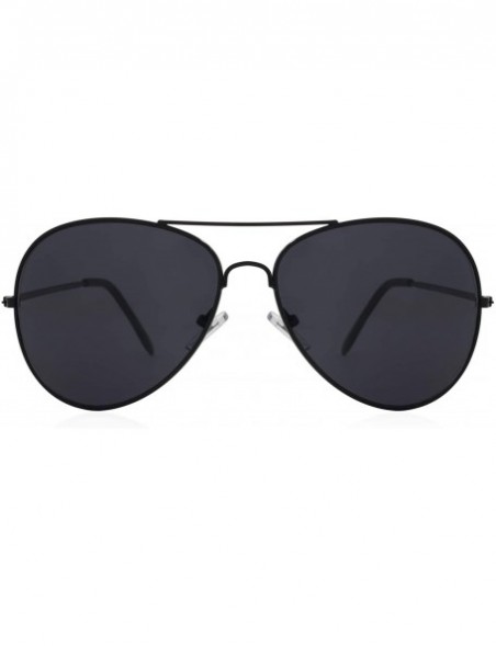 Aviator Sunglasses - Classics - Aviator / Frame Black Lens Grey - CC114G7SDH7 $14.55