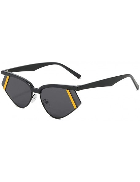 Cat Eye Cat Eye Sunglasses for Women Triangle Sun Glasses Black Shades UV400 - Black Grey - CS199OO9IQT $26.45