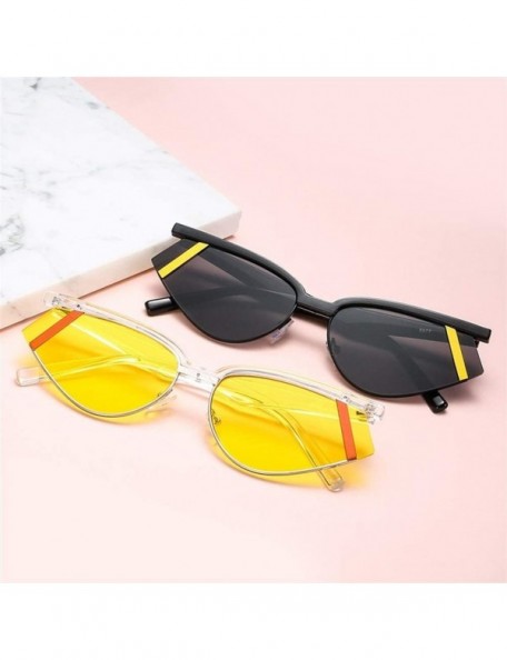 Cat Eye Cat Eye Sunglasses for Women Triangle Sun Glasses Black Shades UV400 - Black Grey - CS199OO9IQT $11.72