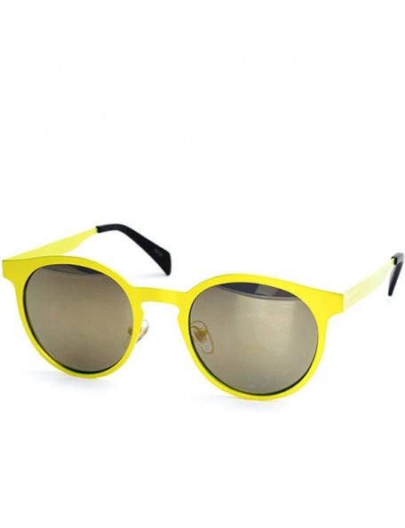 Oversized 96105-1 Premium Metal Womens Mens Mirror Flat Candy Sunglasses - Yellow/ Gold - CT18O8TW2HD $17.80