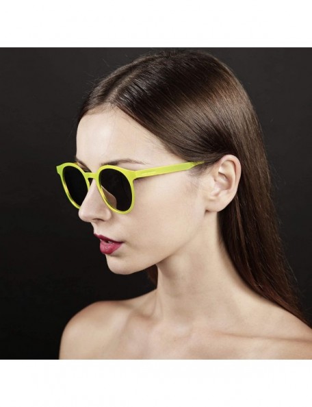 Oversized 96105-1 Premium Metal Womens Mens Mirror Flat Candy Sunglasses - Yellow/ Gold - CT18O8TW2HD $17.80