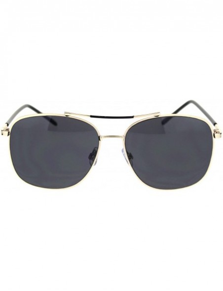 Square Womens Fashion Sunglasses Chic Designer Style Square Shades UV 400 - Gold (Black) - CB18WTIRNE5 $13.83