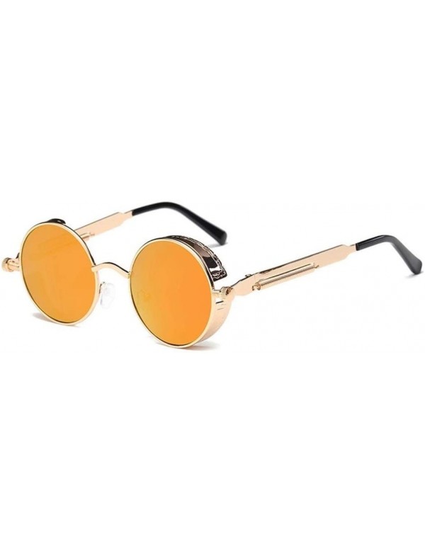 Round Metal Round Steampunk Sunglasses Men Women Fashion Glasses Retro Frame Vintage Sunglasses UV400 (Color 7) - 7 - CQ199EK...