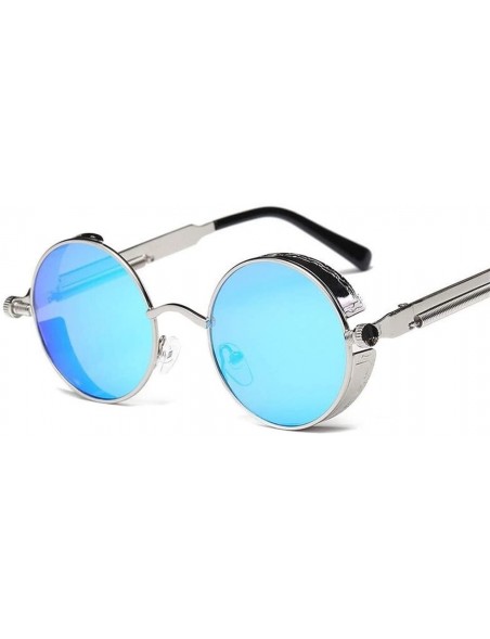 Round Metal Round Steampunk Sunglasses Men Women Fashion Glasses Retro Frame Vintage Sunglasses UV400 (Color 7) - 7 - CQ199EK...