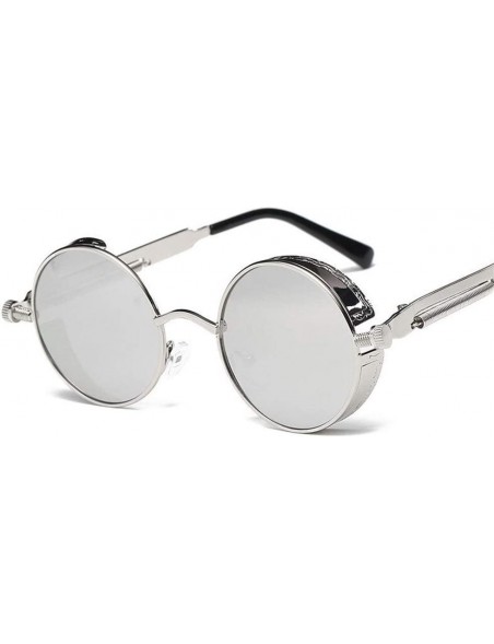 Round Metal Round Steampunk Sunglasses Men Women Fashion Glasses Retro Frame Vintage Sunglasses UV400 (Color 7) - 7 - CQ199EK...