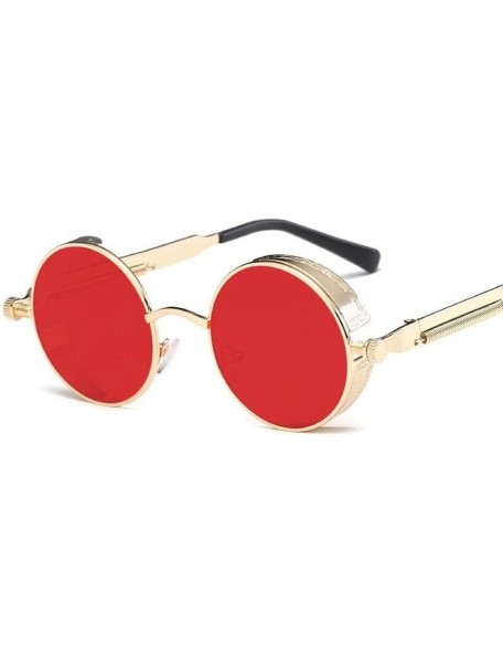 Round Metal Round Steampunk Sunglasses Men Women Fashion Glasses Retro Frame Vintage Sunglasses UV400 (Color 7) - 7 - CQ199EK...