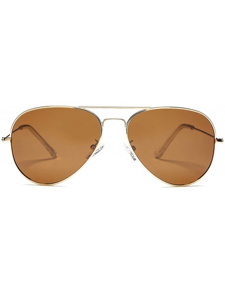 Wayfarer Classic Polarized Aviator Sunglasses for Men and Women UV400 Protection - Gold Frame/Brown Lens - C9193G87IDZ $11.39