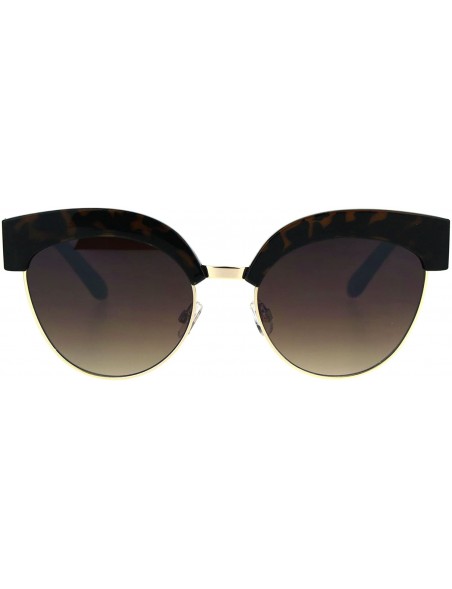 Cat Eye Womens Gothic Thick Plastic Cat Eye Half Rim Eye Brow Sunglasses - Tortoise Brown - C9182H5DUCI $9.28