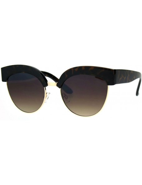 Cat Eye Womens Gothic Thick Plastic Cat Eye Half Rim Eye Brow Sunglasses - Tortoise Brown - C9182H5DUCI $9.28