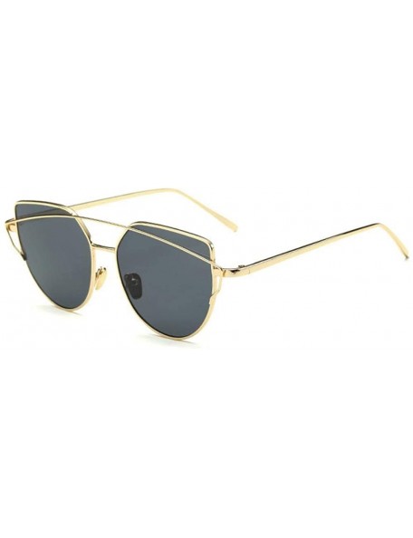 Aviator Cat Eye Women Sunglasses Women Brand Design Mirror Flat Rose Gold Vintage 1 - 1 - CA18XE0W05T $9.90
