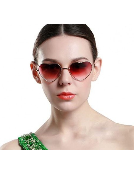 Aviator 6 Packs Thin Metal Frame Aviator Unisex Heart Sunglasses - Red Gradient - C318E30GU0T $27.30