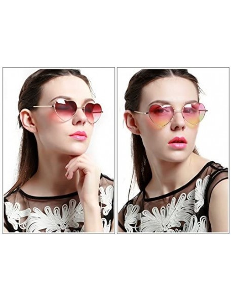 Aviator 6 Packs Thin Metal Frame Aviator Unisex Heart Sunglasses - Red Gradient - C318E30GU0T $27.30