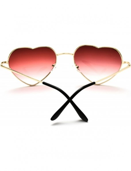 Aviator 6 Packs Thin Metal Frame Aviator Unisex Heart Sunglasses - Red Gradient - C318E30GU0T $27.30