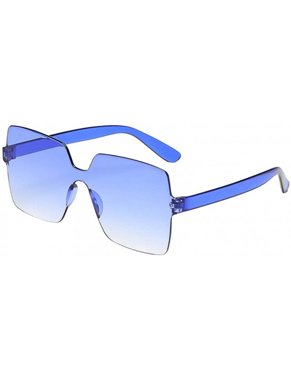 Rimless Oversized Square Candy Colors Glasses Rimless Frame Unisex Sunglasses - H - CD195NGSCGH $8.63