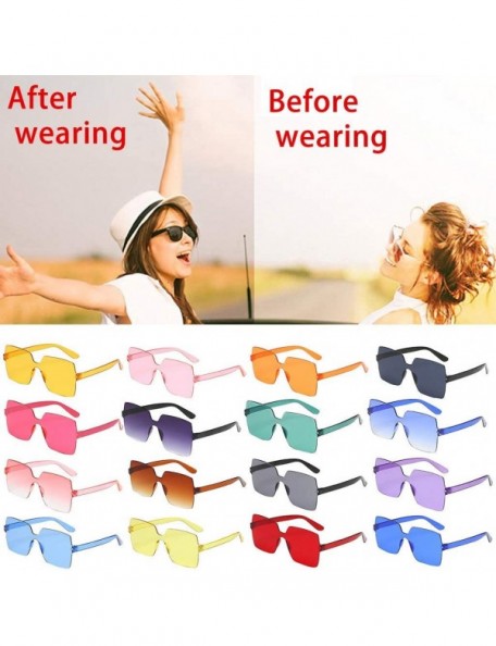 Rimless Oversized Square Candy Colors Glasses Rimless Frame Unisex Sunglasses - H - CD195NGSCGH $8.63