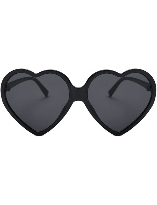 Oversized Sunglasses for Women Heart Sunglasses Vintage Sunglasses Retro Oversized Glasses Eyewear - Noir - CF18QNETNHM $8.00