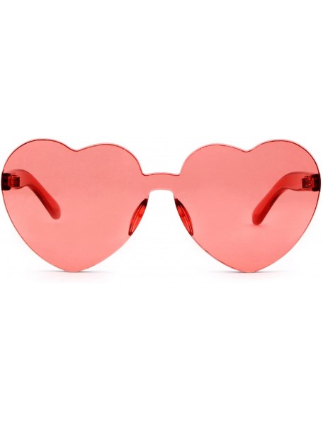 Oversized Rimless Sunglasses Heart Transparent One Piece Colorful Glasses - Wine Red - C51883HXL92 $18.73