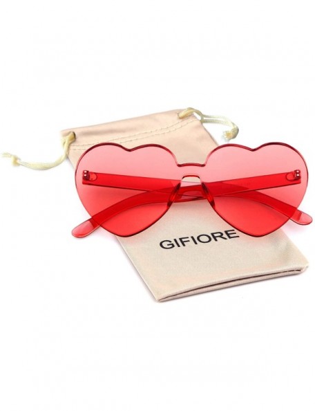 Oversized Rimless Sunglasses Heart Transparent One Piece Colorful Glasses - Wine Red - C51883HXL92 $8.10