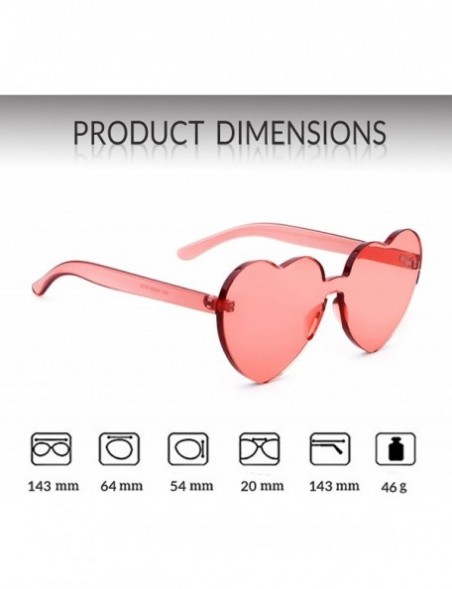 Oversized Rimless Sunglasses Heart Transparent One Piece Colorful Glasses - Wine Red - C51883HXL92 $8.10