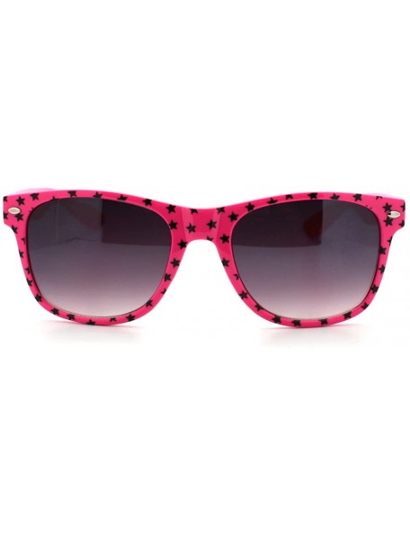 Square Stars Print Square Sunglasses Spring Hinge Frames - Pink - CF11D6VOIZF $8.56