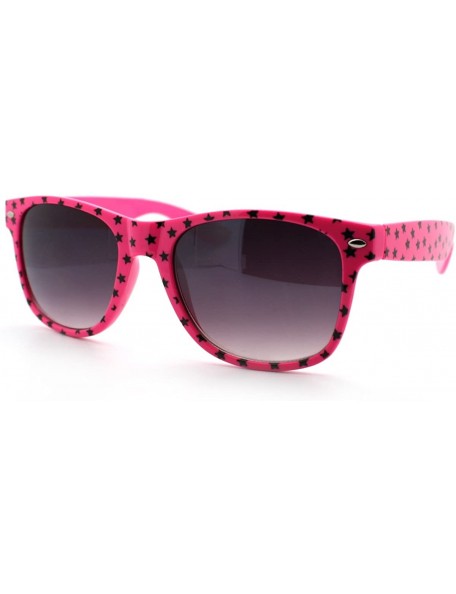 Square Stars Print Square Sunglasses Spring Hinge Frames - Pink - CF11D6VOIZF $8.56