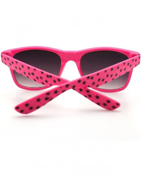 Square Stars Print Square Sunglasses Spring Hinge Frames - Pink - CF11D6VOIZF $8.56