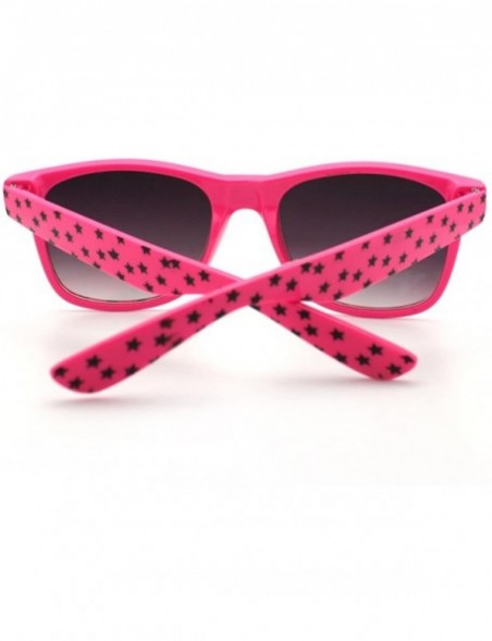 Square Stars Print Square Sunglasses Spring Hinge Frames - Pink - CF11D6VOIZF $8.56