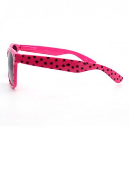 Square Stars Print Square Sunglasses Spring Hinge Frames - Pink - CF11D6VOIZF $8.56