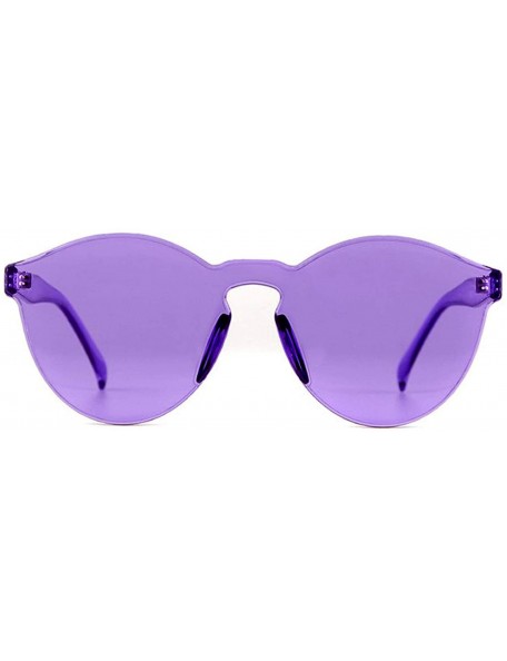 Rimless One Piece PC Lens Rimless Ultra-Bold Colorful Mono Block Sunglasses - Colorful_transparent_purple - CB183KI6IOO $8.54