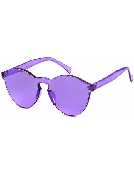 Rimless One Piece PC Lens Rimless Ultra-Bold Colorful Mono Block Sunglasses - Colorful_transparent_purple - CB183KI6IOO $8.54