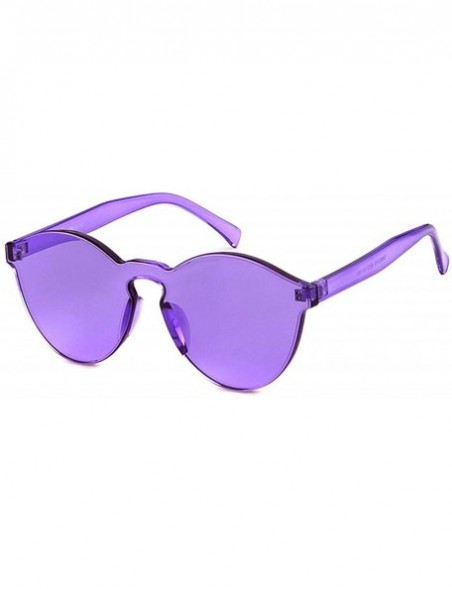 Rimless One Piece PC Lens Rimless Ultra-Bold Colorful Mono Block Sunglasses - Colorful_transparent_purple - CB183KI6IOO $8.54