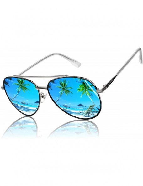 Aviator Polarized Sunglasses for Men Sports Sun Glasses Driving Cycling Fishing Shades - X Black Frame/Blue Lens-mirrored - C...