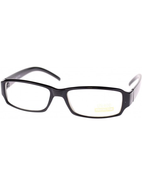 Rectangular Unisex Small Face Classic Retro Narrow Rectangular Clear Lens Eye Glasses - Black - CD11O6E3KT1 $10.49