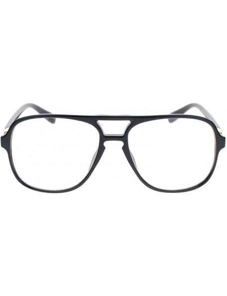 Aviator Mens Retro Nerdy Geek Urkel Plastic Pilot Clear Lens Eye Glasses - Black Gold - C111Q16WM73 $10.40