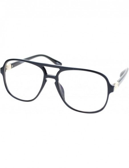 Aviator Mens Retro Nerdy Geek Urkel Plastic Pilot Clear Lens Eye Glasses - Black Gold - C111Q16WM73 $10.40