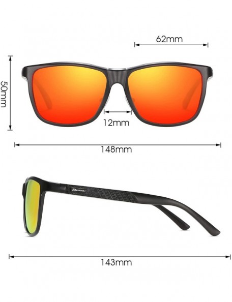 Rectangular Driving Polarized Sunglasses for Men Stylish HD Lens Unbreakable Al-Mg Metal Frame SL0N001 - Red2 - CP18HHR02XL $...