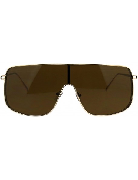 Oversized Mens Oversized Futurism Robotic Shield Rapper Metal Rim Sunglasses - Gold Brown - CO18228CSOX $10.17